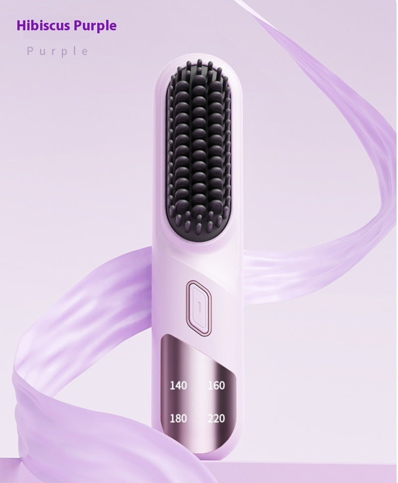 Cordless Hair Straightener Brush – Wet & Dry Fast Heating Flat Iron with Negative Ions for Smooth or Curly Hair