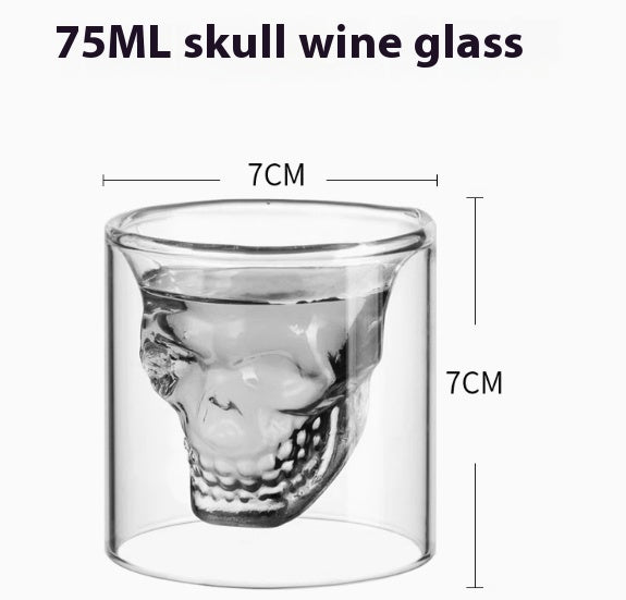 Double-Layer Skull Whiskey Glass – Creative Transparent Cup for Home Bar, Wine & Cocktail Lovers