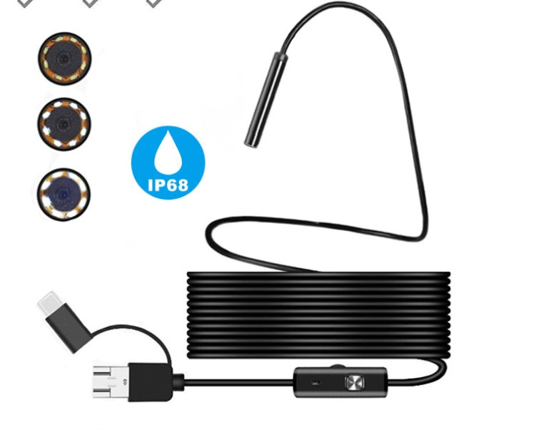 3-in-1 USB Endoscope Camera – Waterproof Borescope Inspection Tool for Android, Type-C & PC Devices