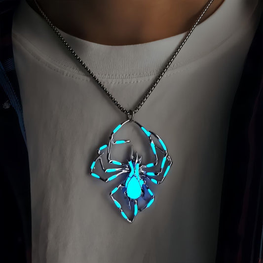 Halloween Luminous Spider Necklace – Vintage Glow-in-the-Dark Jewelry for Men & Women, Party Gift Accessory