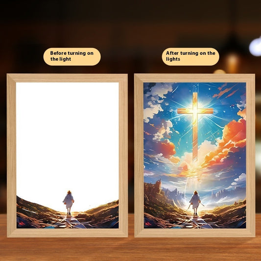 Jesus LED Light Painting Frame – Creative Night Light & Home Decoration Lamp for Christmas Gifts