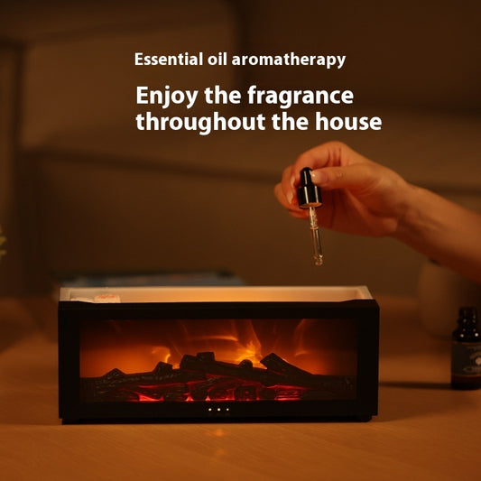 Flame Aromatherapy Diffuser – 3D Fireplace Essential Oil Humidifier for Home & Relaxation