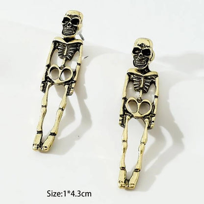 Halloween Skull Earrings – Detachable Human Skeleton Stud Earrings for Women, Creative Party Jewelry