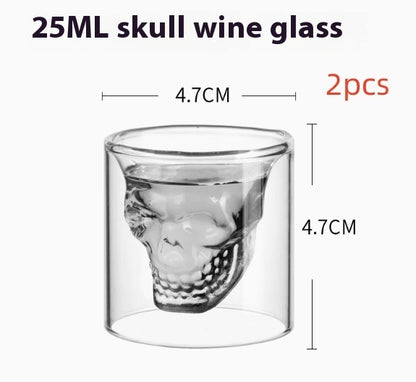 Double-Layer Skull Whiskey Glass – Creative Transparent Cup for Home Bar, Wine & Cocktail Lovers