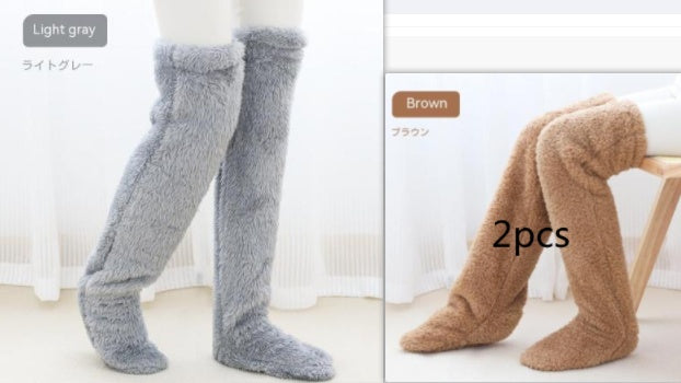 Over-Knee Fuzzy Warm Socks – Winter Long Home Stockings for Cold-Proof Comfort & Sleep
