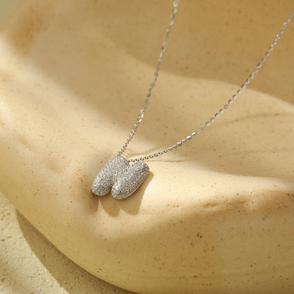Bubble Letter Initial Pendant Necklace – Stainless Steel Zircon Jewelry for Women, 26 Letters Available