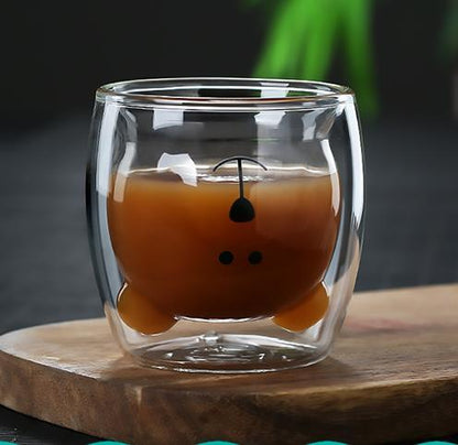 3D Double-Layer Panda Glass Cup – Creative Skull-Shaped Wine & Coffee Mug for Home & Gifts