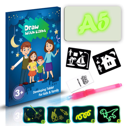 3D Magic Drawing Pad – Educational LED Sketch Board Toy with 8 Light Effects for Kids