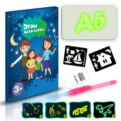 3D Magic Drawing Pad – Educational LED Sketch Board Toy with 8 Light Effects for Kids