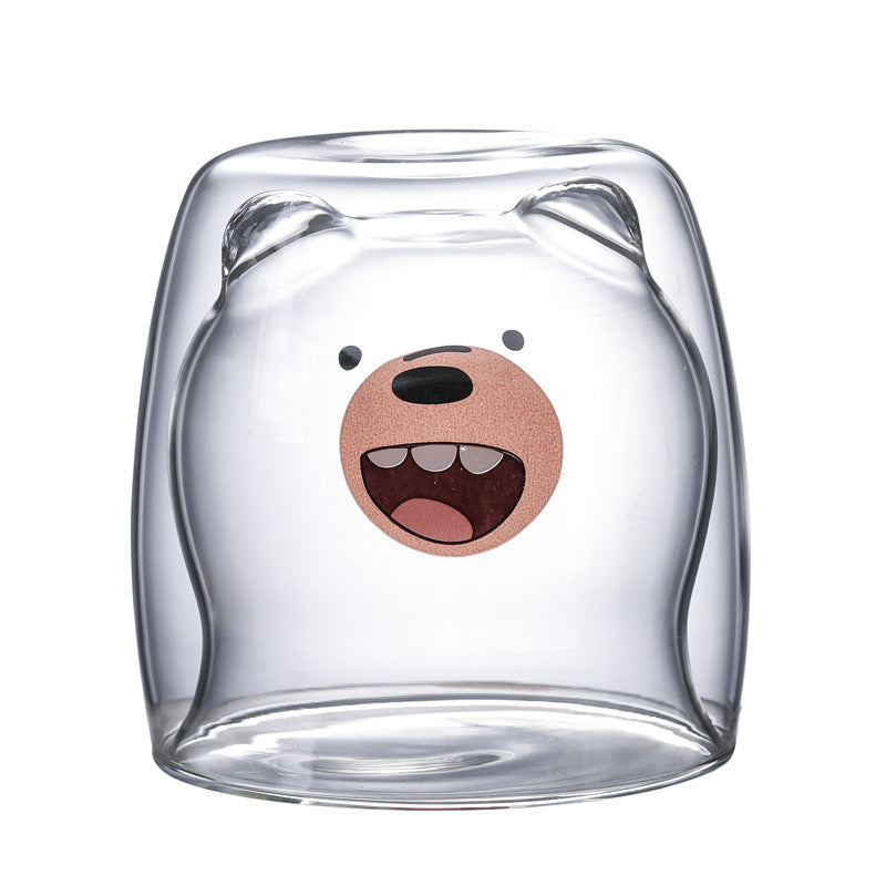 3D Double-Layer Panda Glass Cup – Creative Skull-Shaped Wine & Coffee Mug for Home & Gifts