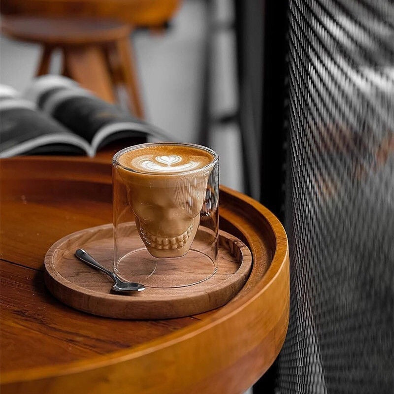 Double-Layer Skull Whiskey Glass – Creative Transparent Cup for Home Bar, Wine & Cocktail Lovers