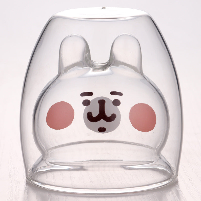 3D Double-Layer Panda Glass Cup – Creative Skull-Shaped Wine & Coffee Mug for Home & Gifts