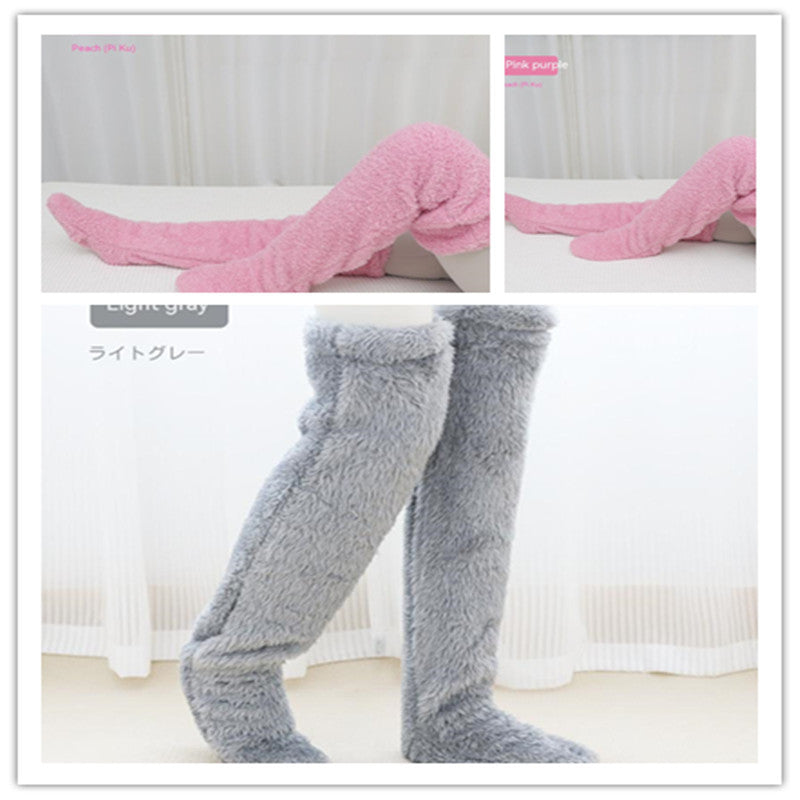 Over-Knee Fuzzy Warm Socks – Winter Long Home Stockings for Cold-Proof Comfort & Sleep