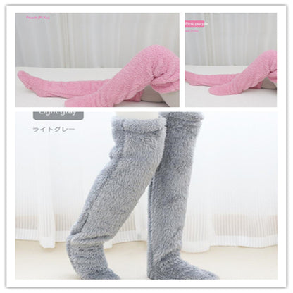 Over-Knee Fuzzy Warm Socks – Winter Long Home Stockings for Cold-Proof Comfort & Sleep