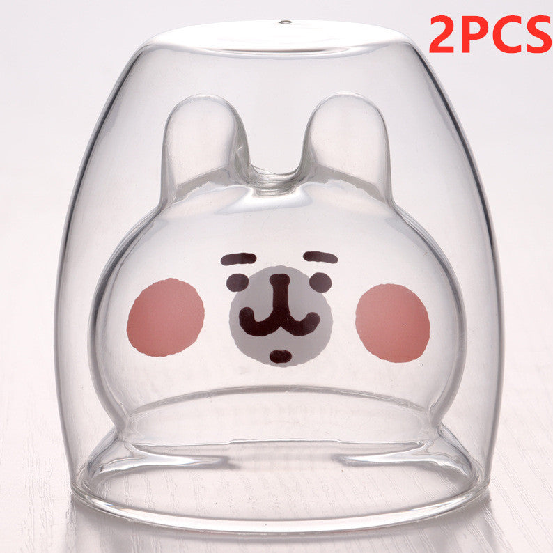 3D Double-Layer Panda Glass Cup – Creative Skull-Shaped Wine & Coffee Mug for Home & Gifts