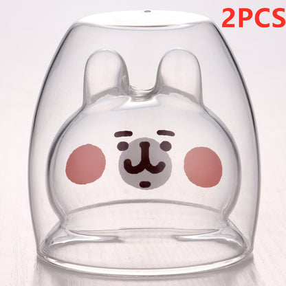 3D Double-Layer Panda Glass Cup – Creative Skull-Shaped Wine & Coffee Mug for Home & Gifts