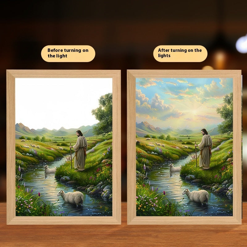 Jesus LED Light Painting Frame – Creative Night Light & Home Decoration Lamp for Christmas Gifts