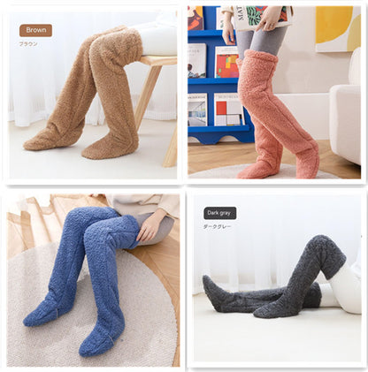 Over-Knee Fuzzy Warm Socks – Winter Long Home Stockings for Cold-Proof Comfort & Sleep