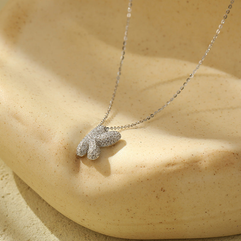 Bubble Letter Initial Pendant Necklace – Stainless Steel Zircon Jewelry for Women, 26 Letters Available