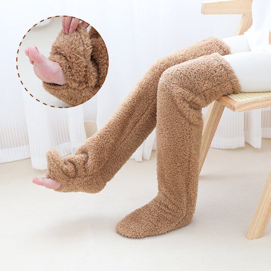 Over-Knee Fuzzy Warm Socks – Winter Long Home Stockings for Cold-Proof Comfort & Sleep