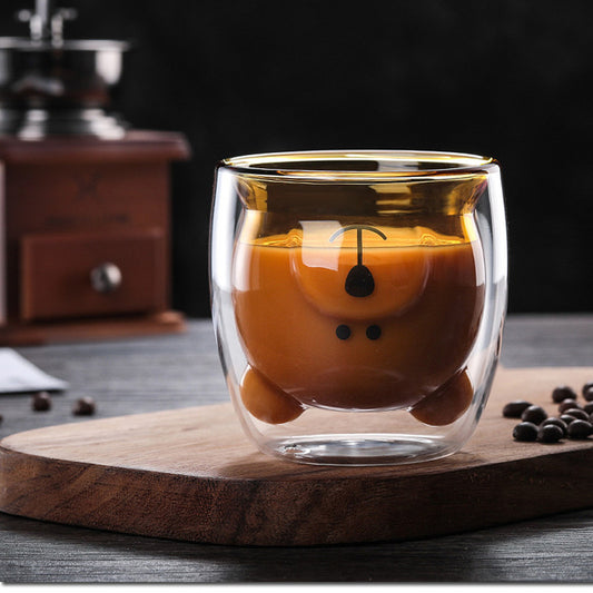 3D Double-Layer Panda Glass Cup – Creative Skull-Shaped Wine & Coffee Mug for Home & Gifts