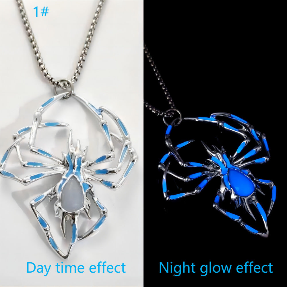 Halloween Luminous Spider Necklace – Vintage Glow-in-the-Dark Jewelry for Men & Women, Party Gift Accessory