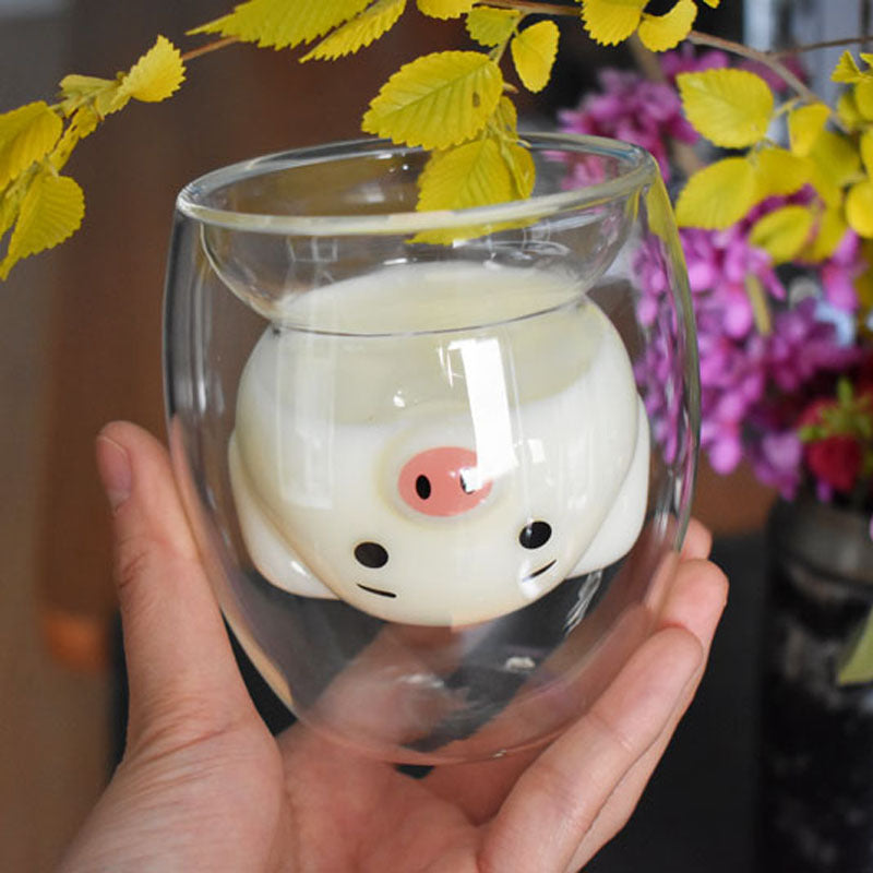 3D Double-Layer Panda Glass Cup – Creative Skull-Shaped Wine & Coffee Mug for Home & Gifts