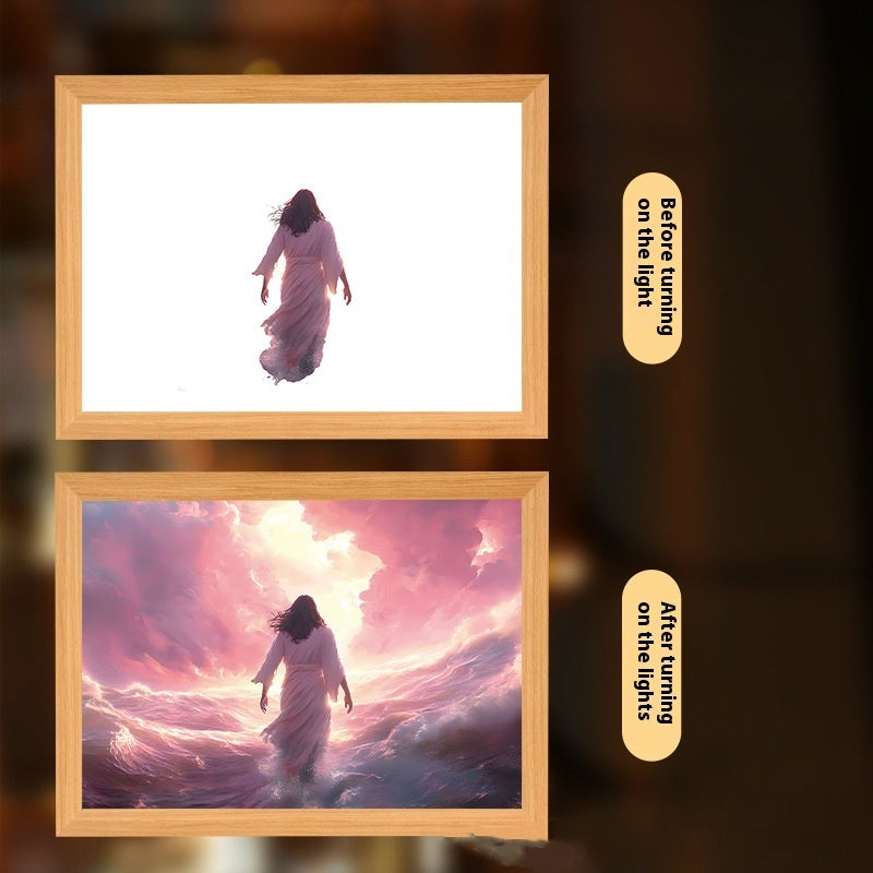 Jesus LED Light Painting Frame – Creative Night Light & Home Decoration Lamp for Christmas Gifts