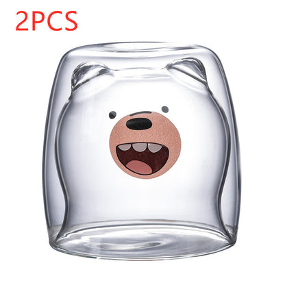 3D Double-Layer Panda Glass Cup – Creative Skull-Shaped Wine & Coffee Mug for Home & Gifts