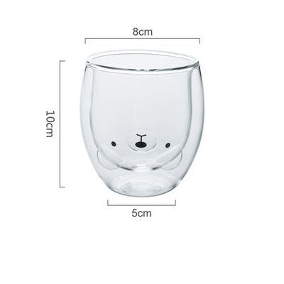 3D Double-Layer Panda Glass Cup – Creative Skull-Shaped Wine & Coffee Mug for Home & Gifts