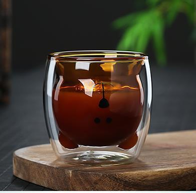 3D Double-Layer Panda Glass Cup – Creative Skull-Shaped Wine & Coffee Mug for Home & Gifts