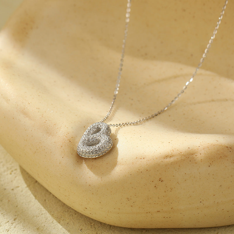 Bubble Letter Initial Pendant Necklace – Stainless Steel Zircon Jewelry for Women, 26 Letters Available