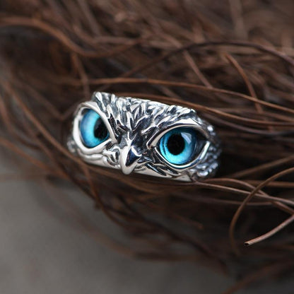 Vintage Owl Eye Ring – Retro Silver Animal Jewelry for Women, Fashion Statement Gift
