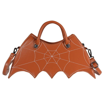 Halloween Spider Web Shoulder Bag – Batgirl Style PU Crossbody Handbag for Parties & Creative Gifts