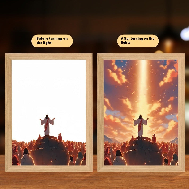 Jesus LED Light Painting Frame – Creative Night Light & Home Decoration Lamp for Christmas Gifts