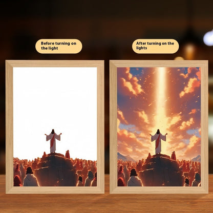 Jesus LED Light Painting Frame – Creative Night Light & Home Decoration Lamp for Christmas Gifts