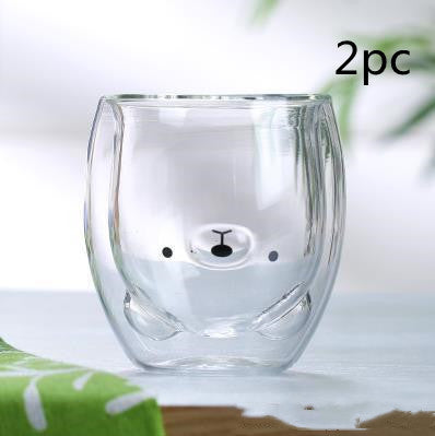 3D Double-Layer Panda Glass Cup – Creative Skull-Shaped Wine & Coffee Mug for Home & Gifts