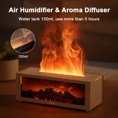 Flame Aromatherapy Diffuser – 3D Fireplace Essential Oil Humidifier for Home & Relaxation