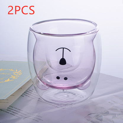 3D Double-Layer Panda Glass Cup – Creative Skull-Shaped Wine & Coffee Mug for Home & Gifts