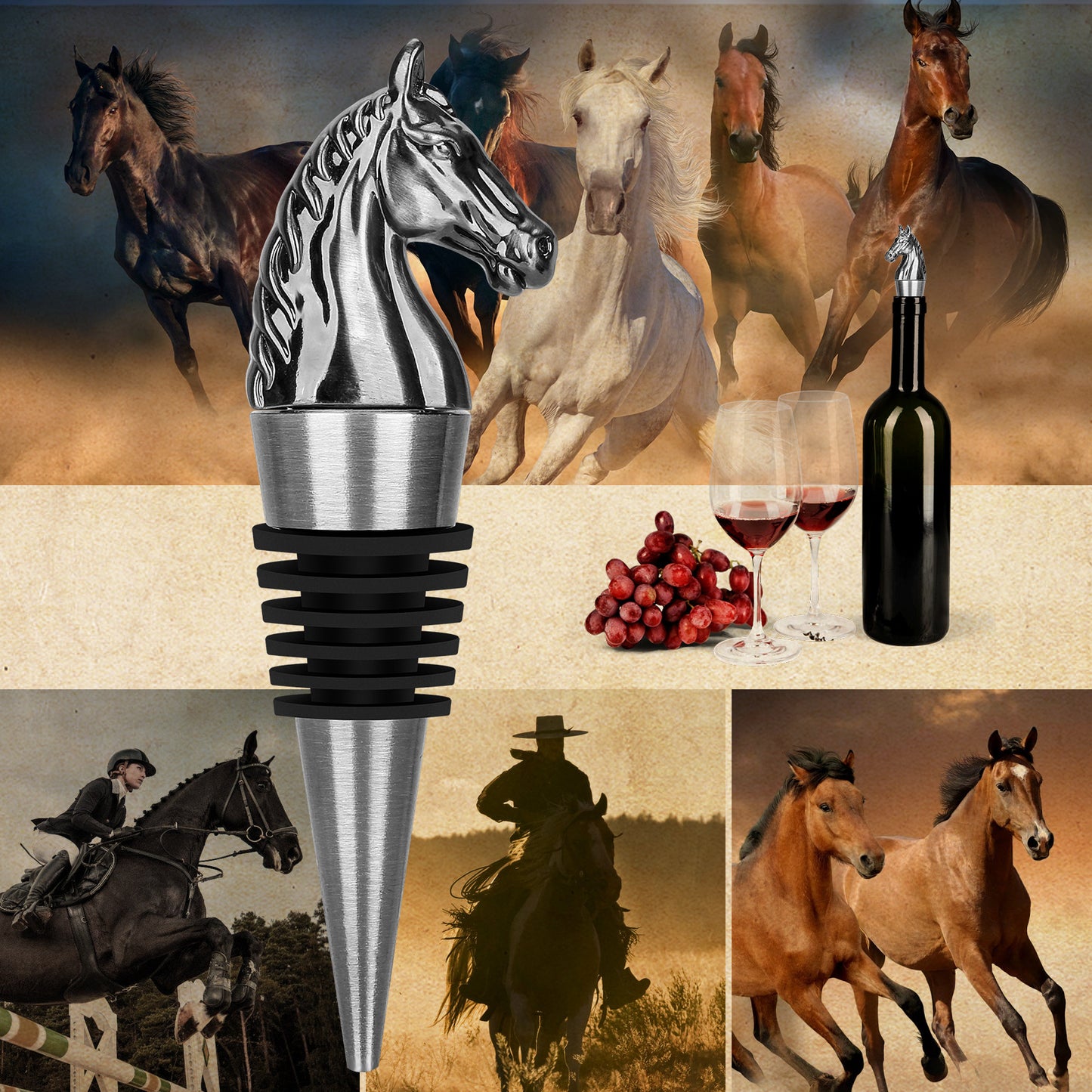 Luxury Horse Head Wine Stopper – Animal Shaped Bottle Stopper for Red Wine & Kitchen Bar Gifts