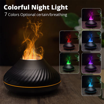 Volcanic Flame Aroma Diffuser – 130ml USB Essential Oil Humidifier with Color LED Night Light
