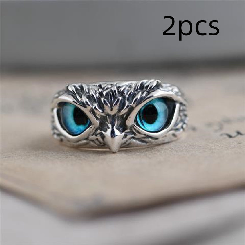Vintage Owl Eye Ring – Retro Silver Animal Jewelry for Women, Fashion Statement Gift