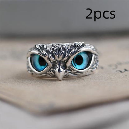 Vintage Owl Eye Ring – Retro Silver Animal Jewelry for Women, Fashion Statement Gift