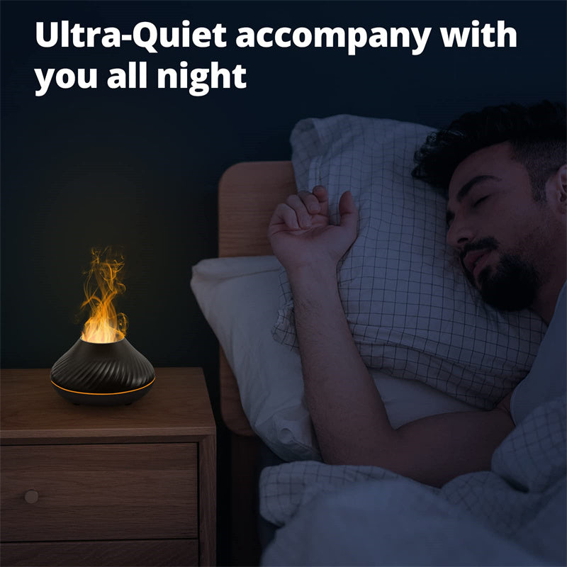 Volcanic Flame Aroma Diffuser – 130ml USB Essential Oil Humidifier with Color LED Night Light