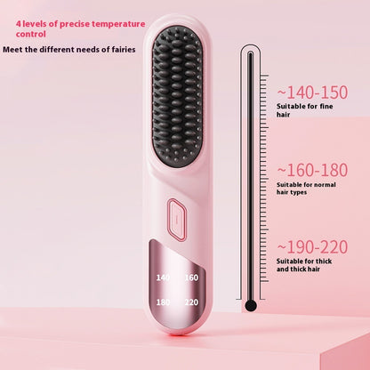 Cordless Hair Straightener Brush – Wet & Dry Fast Heating Flat Iron with Negative Ions for Smooth or Curly Hair