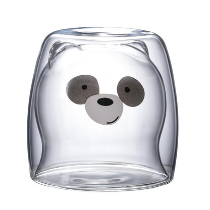 3D Double-Layer Panda Glass Cup – Creative Skull-Shaped Wine & Coffee Mug for Home & Gifts