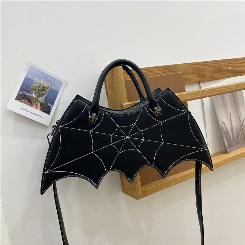 Halloween Spider Web Shoulder Bag – Batgirl Style PU Crossbody Handbag for Parties & Creative Gifts