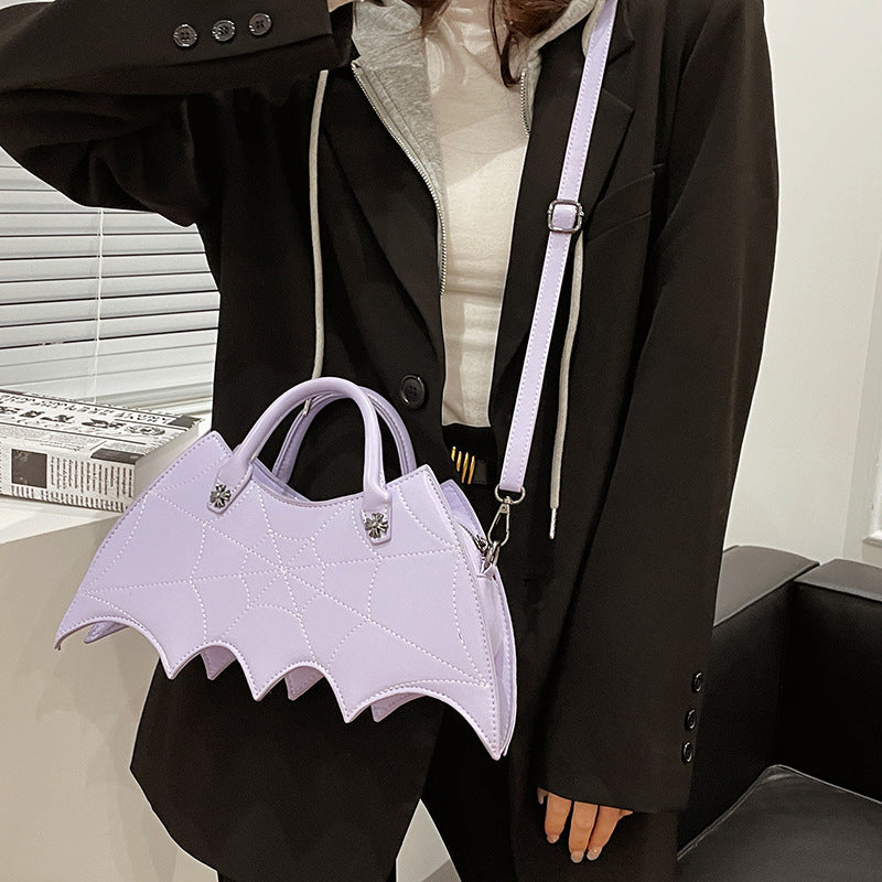 Halloween Spider Web Shoulder Bag – Batgirl Style PU Crossbody Handbag for Parties & Creative Gifts