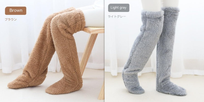 Over-Knee Fuzzy Warm Socks – Winter Long Home Stockings for Cold-Proof Comfort & Sleep