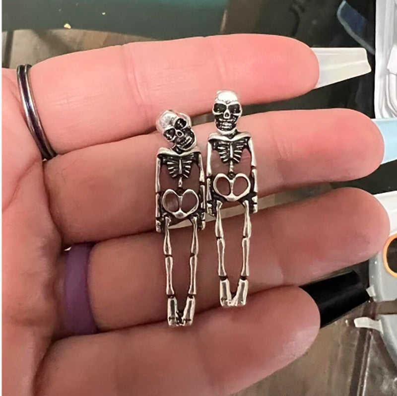 Halloween Skull Earrings – Detachable Human Skeleton Stud Earrings for Women, Creative Party Jewelry